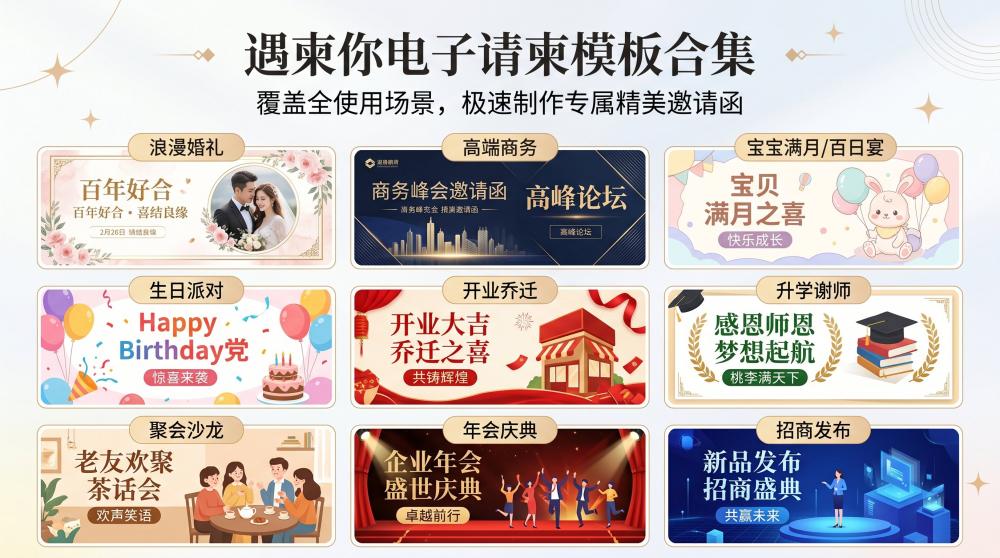 告别低效设计！多场景电子请帖一键制作，小白也能轻松拿捏